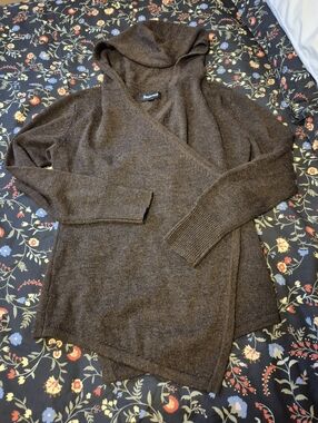 Betabrand Brown Wool Wrap Hooded Sweater. Size S/M